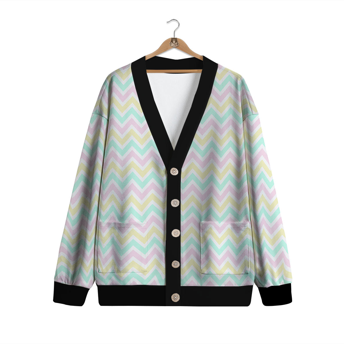 Chevron Pastel Print Pattern Cardigan-grizzshop