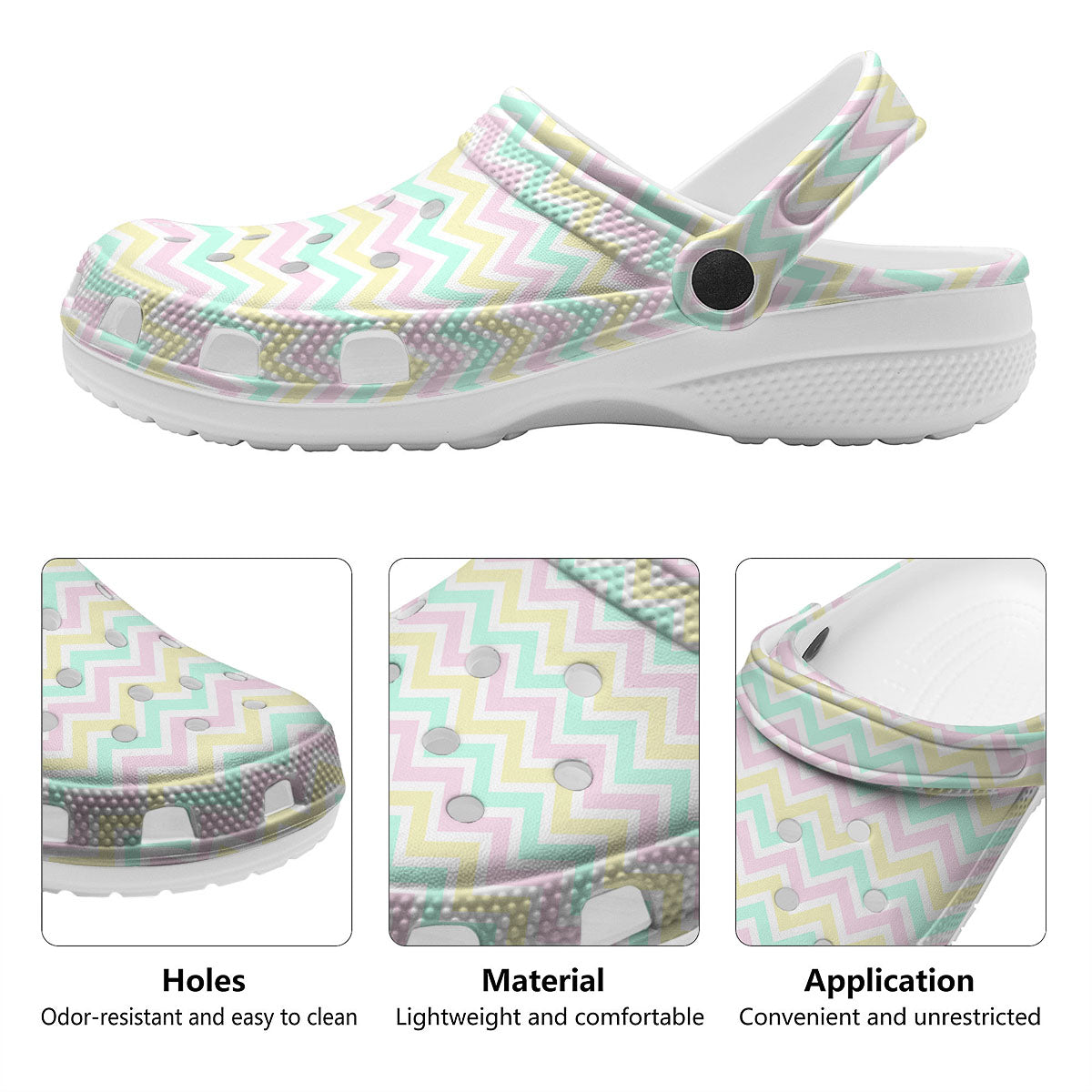 Chevron Pastel Print Pattern Clog-grizzshop