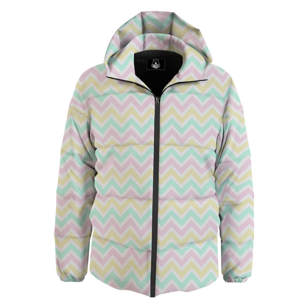 Chevron Pastel Print Pattern Down Jacket-grizzshop