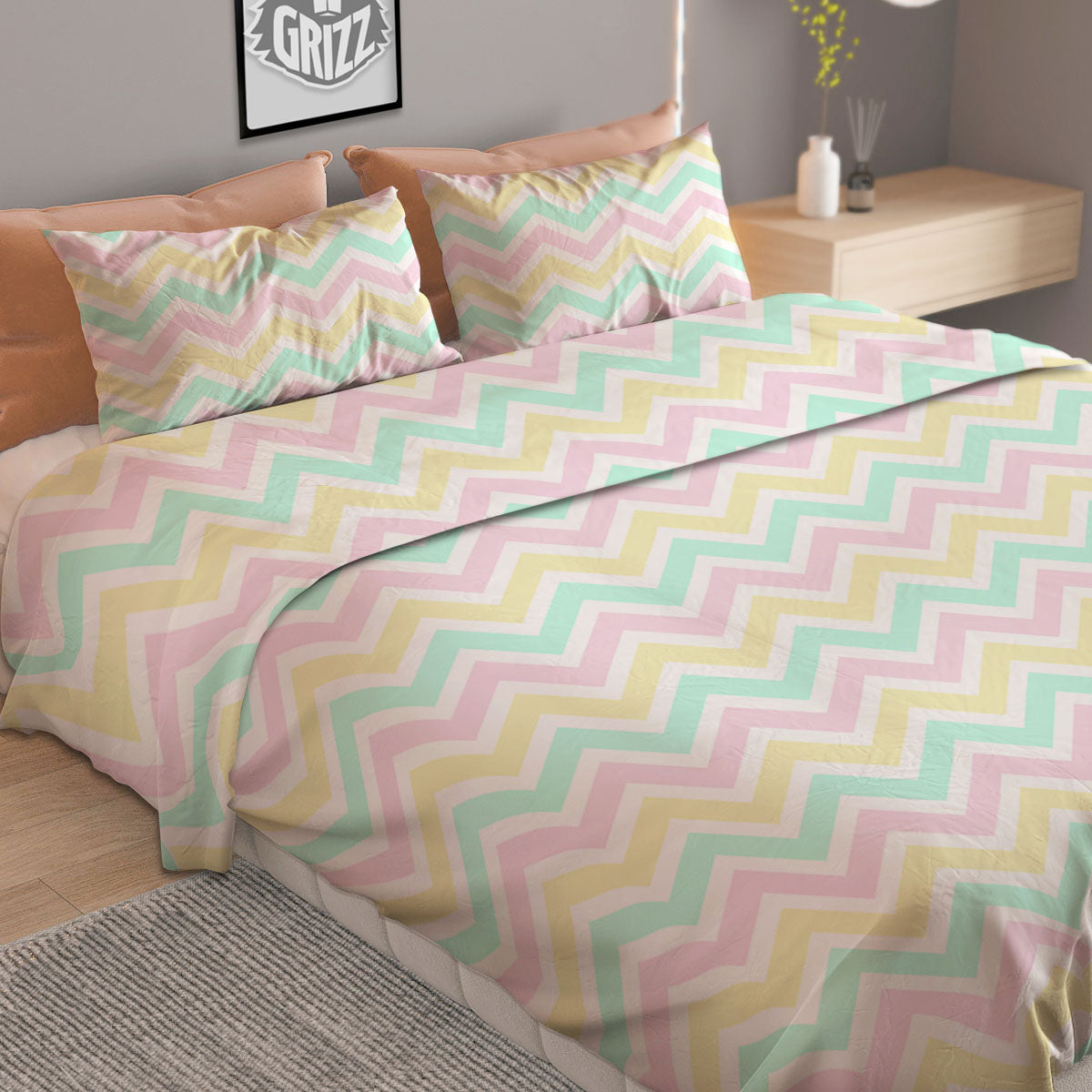 Chevron Pastel Print Pattern Duvet Cover Bedding Set