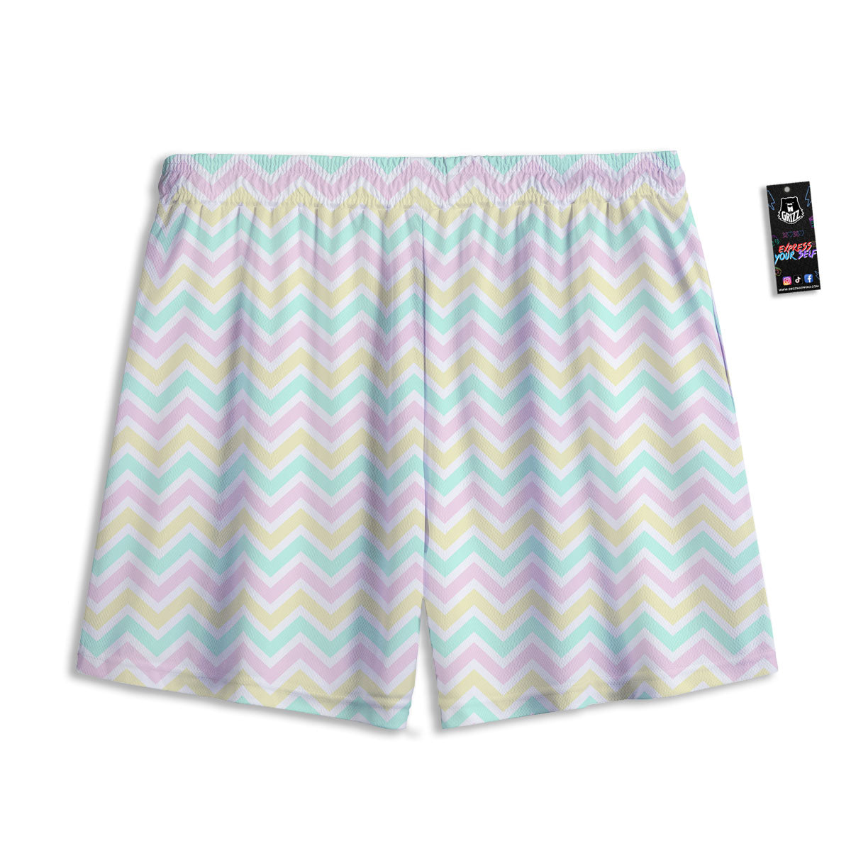Chevron Pastel Print Pattern Mesh Shorts-grizzshop