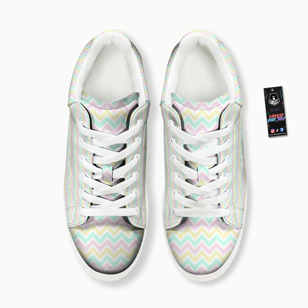 Chevron Pastel Print Pattern Platform Shoes-grizzshop