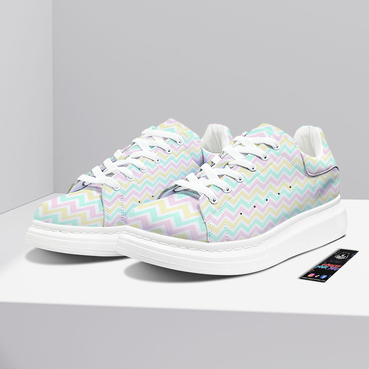Chevron Pastel Print Pattern Platform Shoes-grizzshop