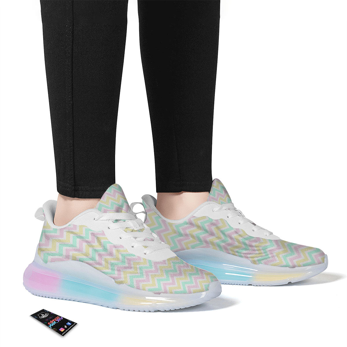 Chevron Pastel Print Pattern Running Sneakers-grizzshop