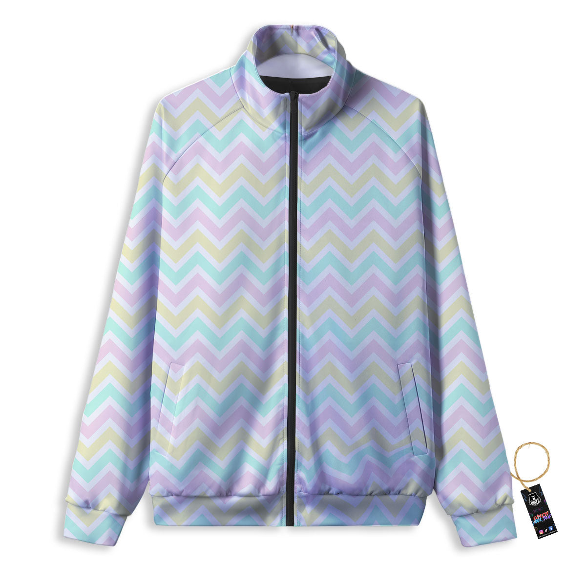 Chevron Pastel Print Pattern Track Jacket-grizzshop