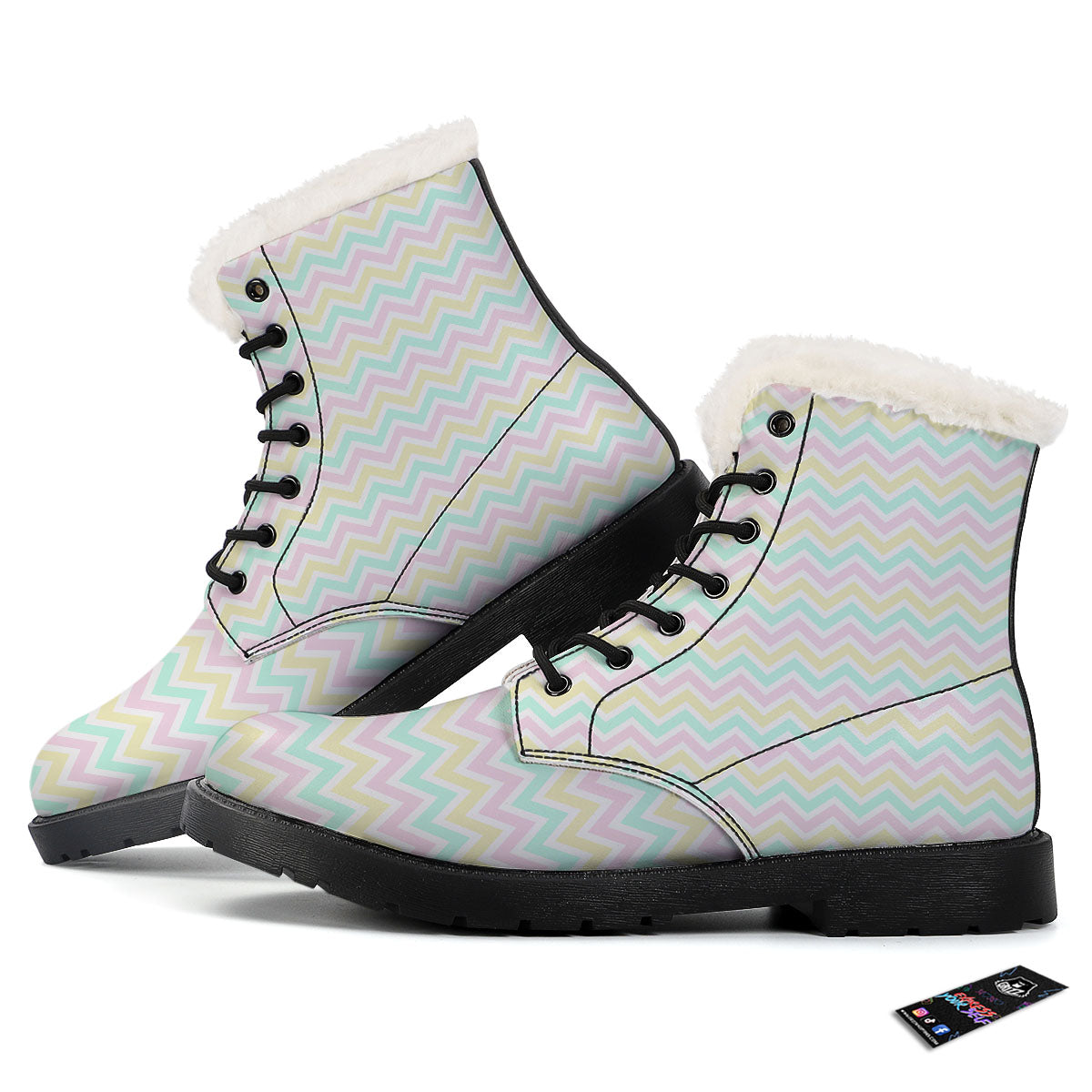 Chevron Pastel Print Pattern Winter Boots-grizzshop