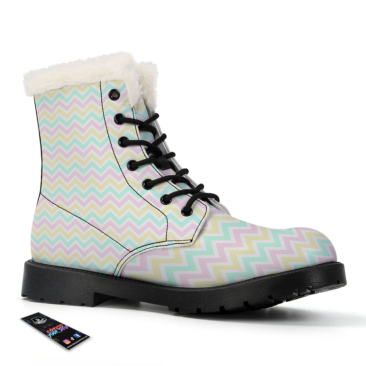 Chevron Pastel Print Pattern Winter Boots-grizzshop