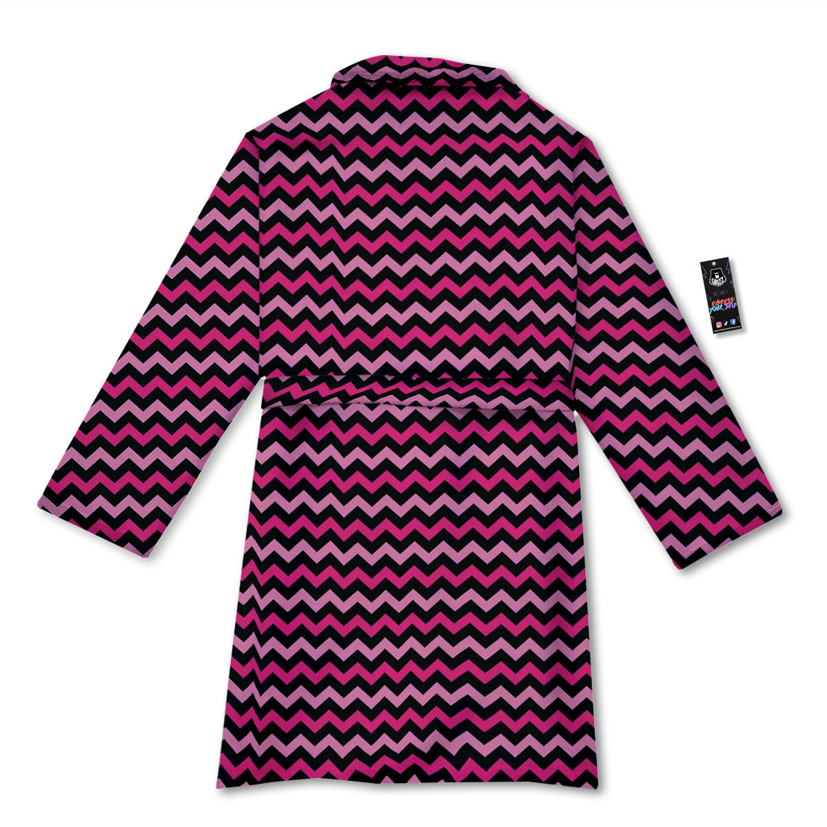 Chevron Pink And Black Print Pattern Bathrobe-grizzshop