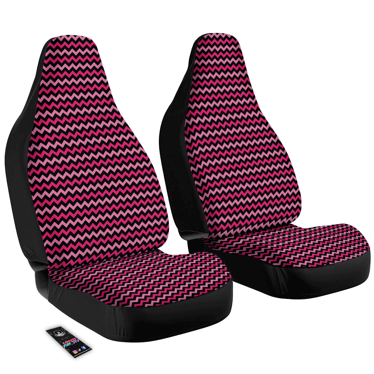 Chevron Pink And Black Print Pattern Car Seat Covers-grizzshop