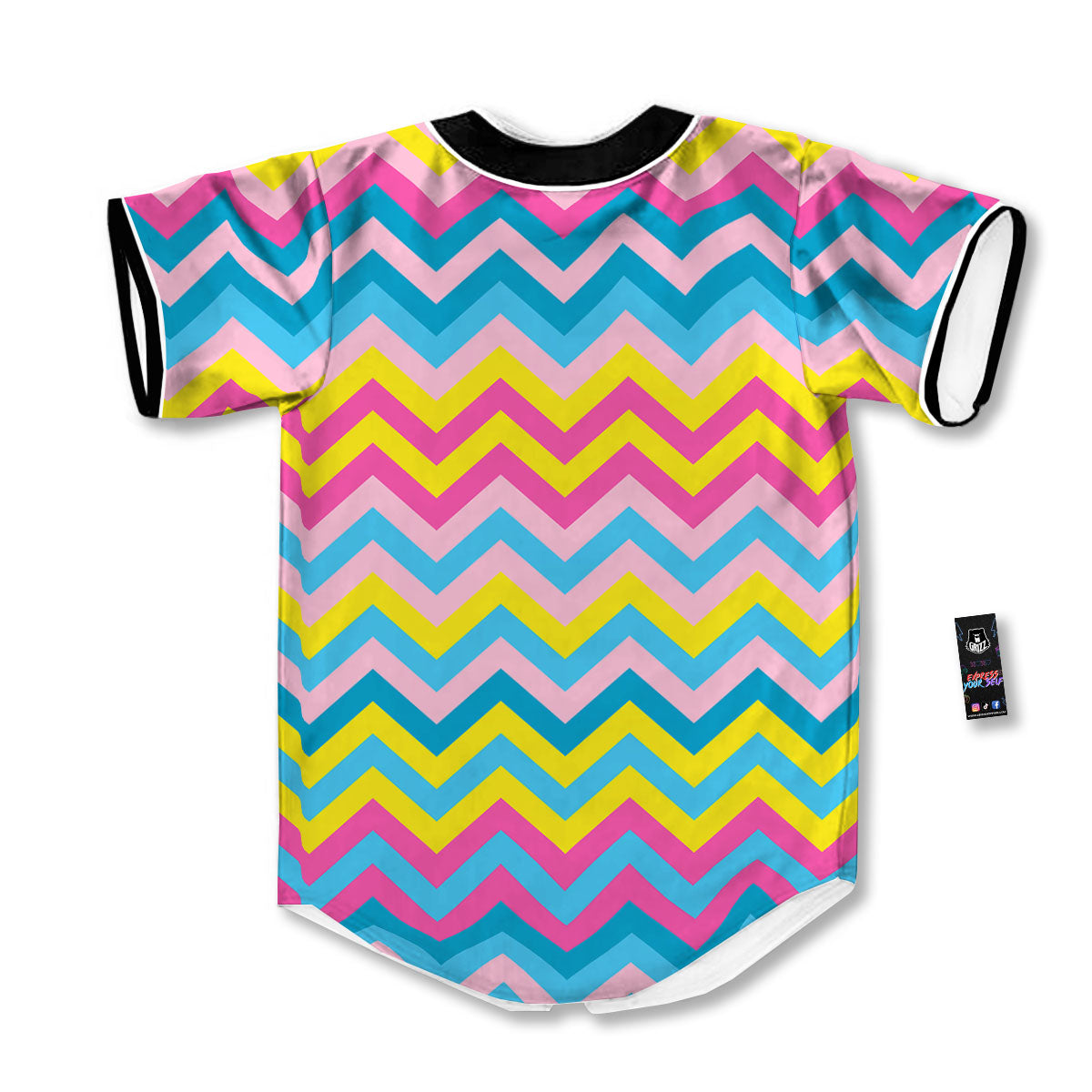 Chevron Rainbow Print Pattern Baseball Jersey-grizzshop