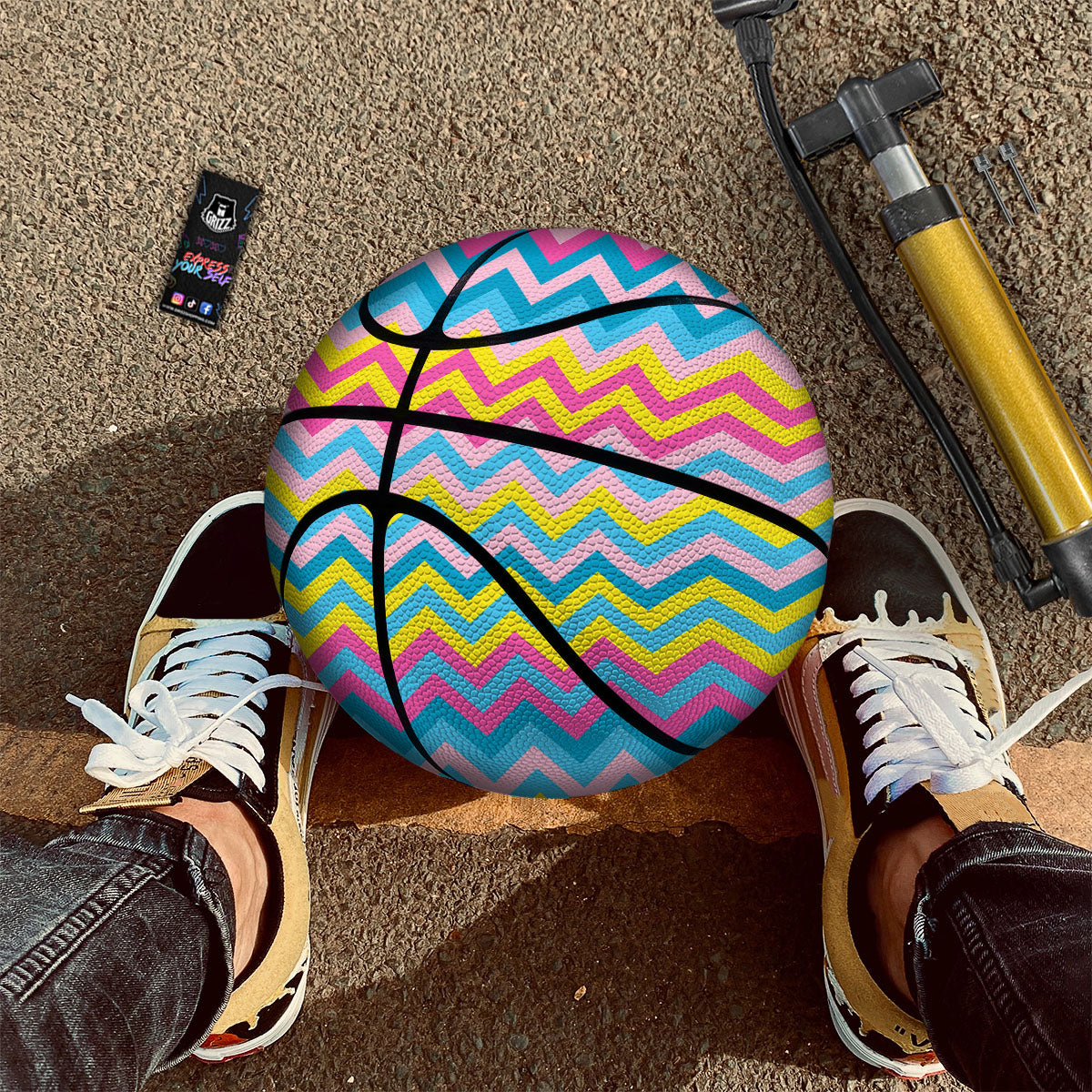 Chevron Rainbow Print Pattern Basketball-grizzshop