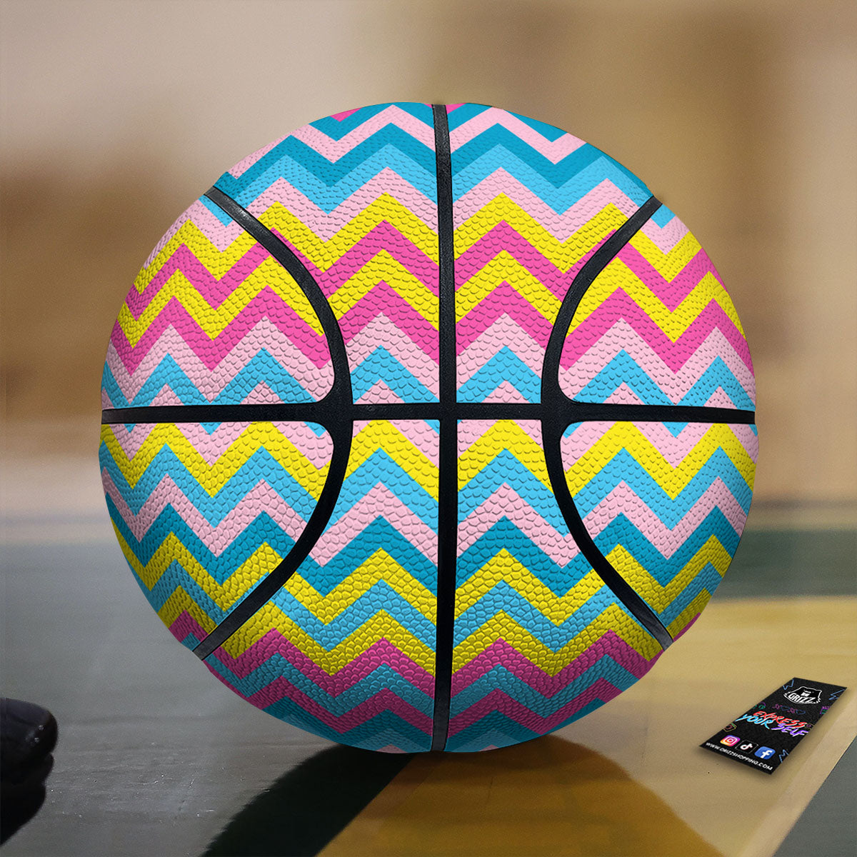 Chevron Rainbow Print Pattern Basketball-grizzshop