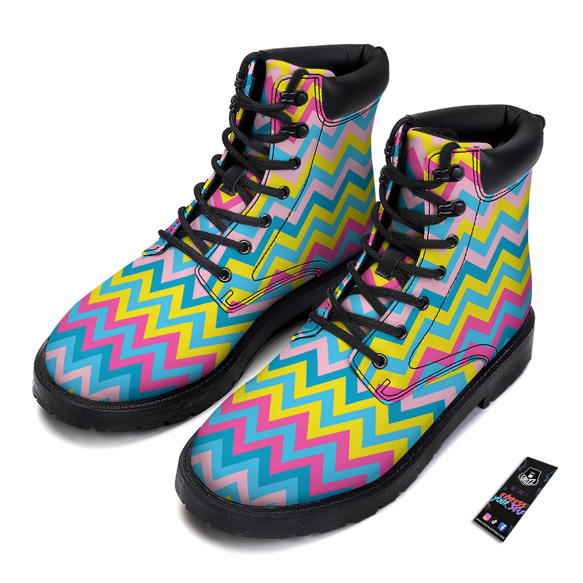 Chevron Rainbow Print Pattern Boots-grizzshop