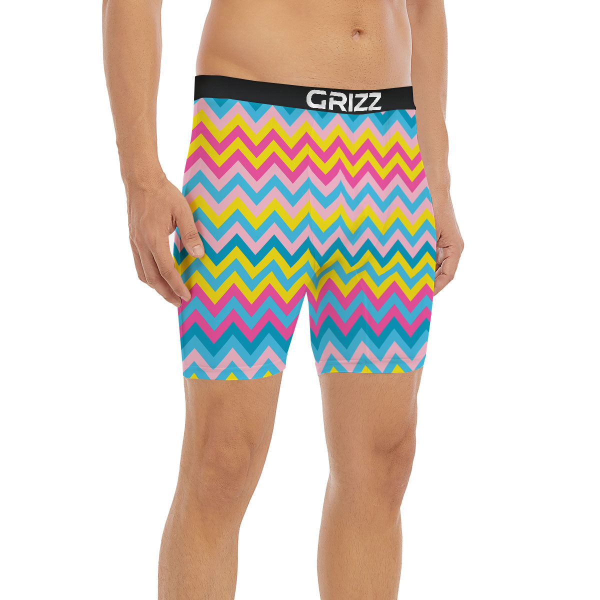 Chevron Rainbow Print Pattern Boxer Briefs-grizzshop