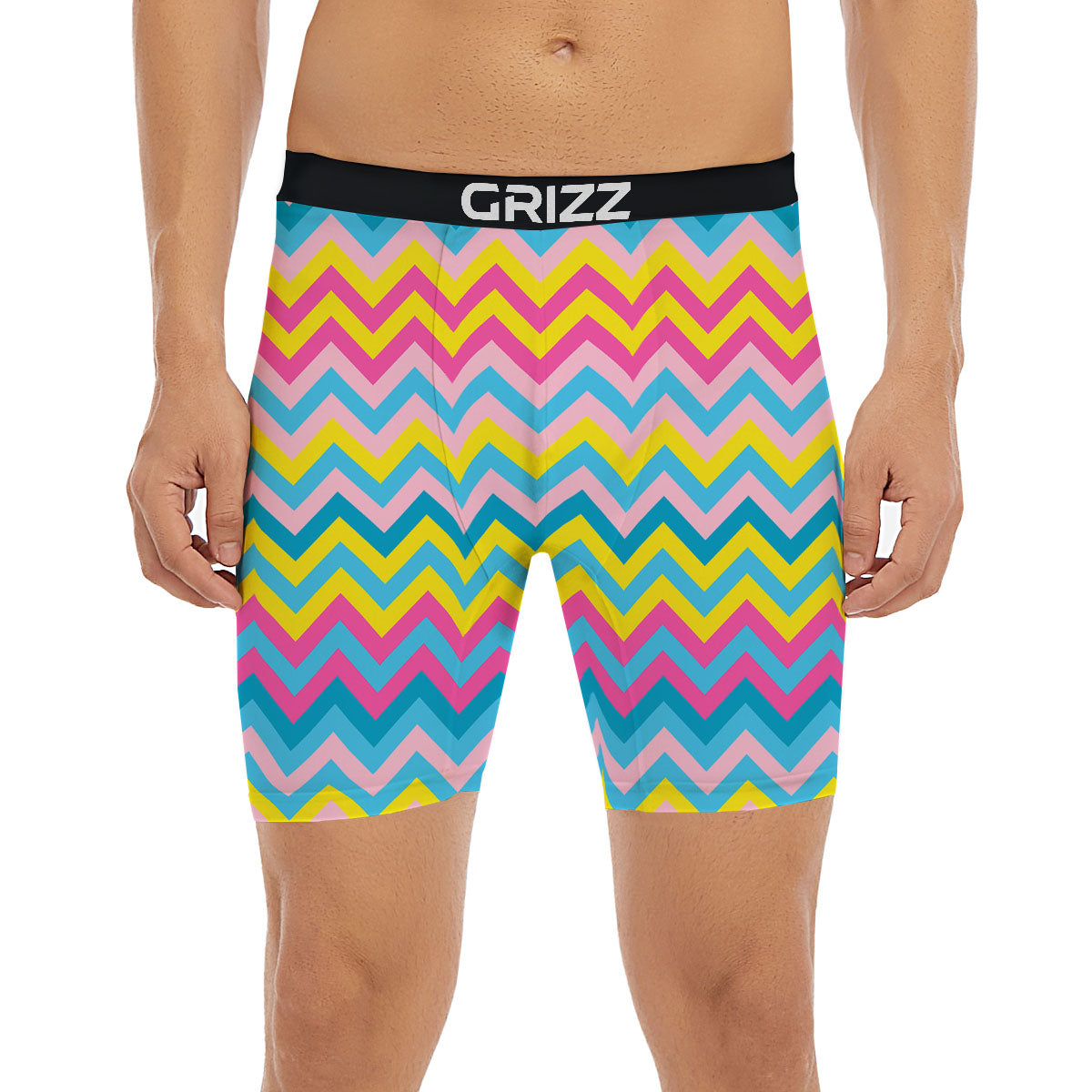 Chevron Rainbow Print Pattern Boxer Briefs-grizzshop