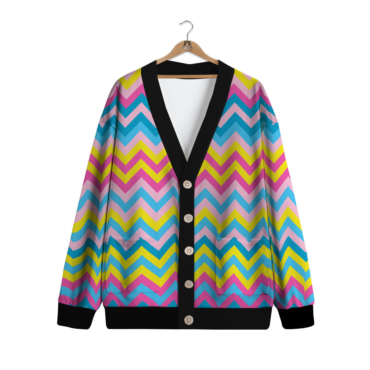 Chevron Rainbow Print Pattern Cardigan-grizzshop