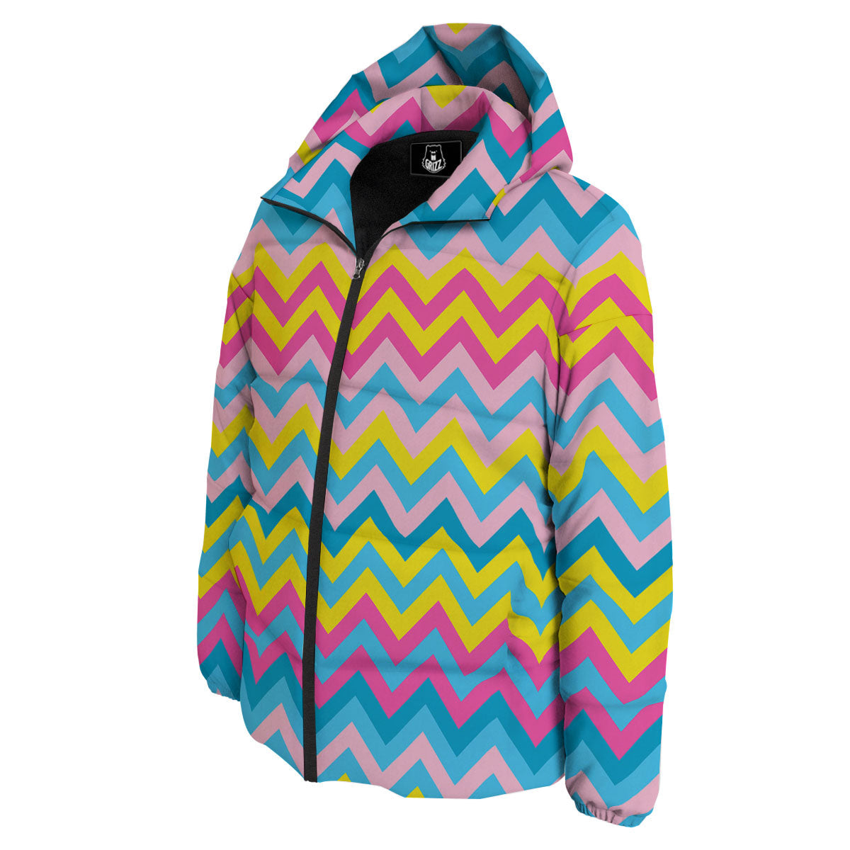 Chevron Rainbow Print Pattern Down Jacket-grizzshop