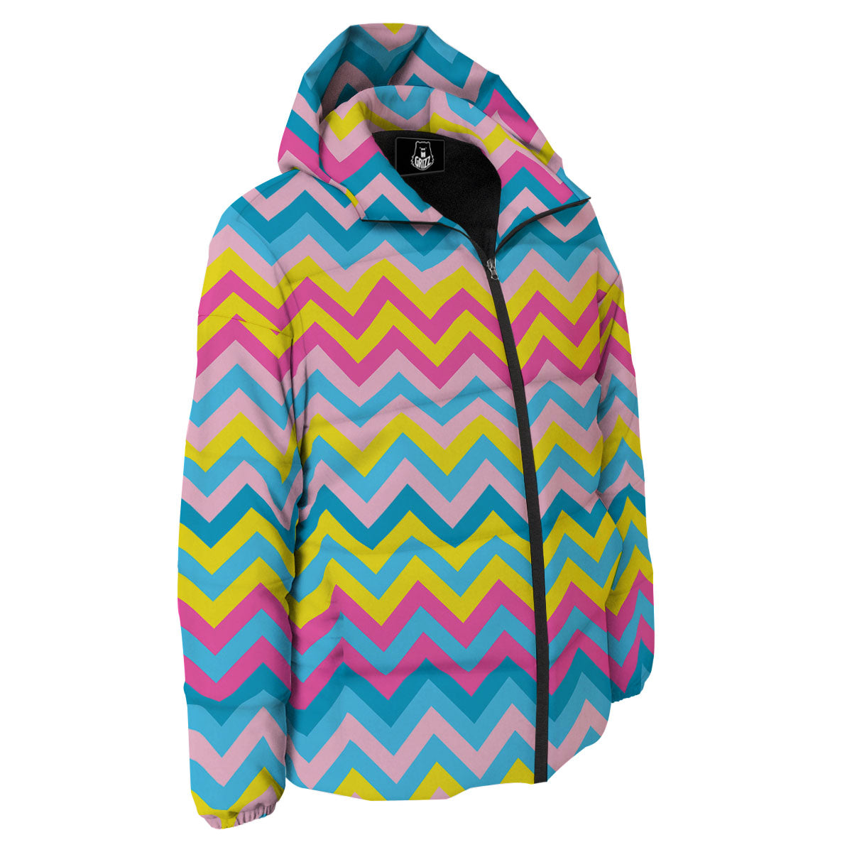 Chevron Rainbow Print Pattern Down Jacket-grizzshop