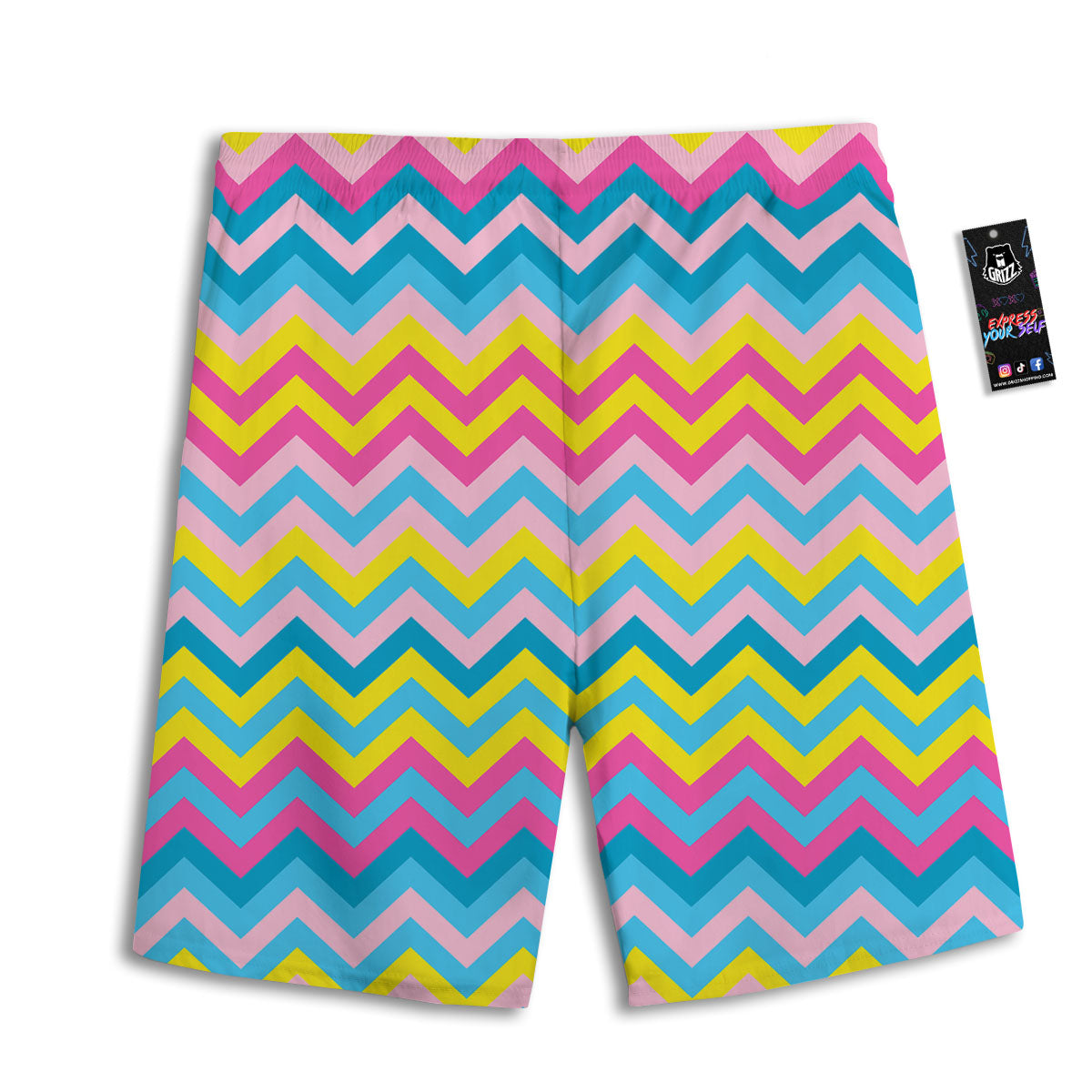 Chevron Rainbow Print Pattern Men's Athletic Shorts