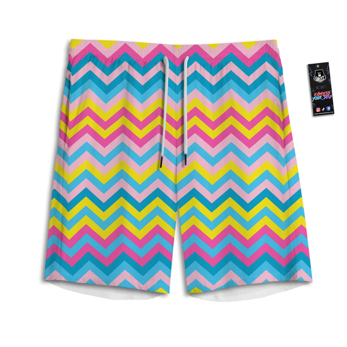Chevron Rainbow Print Pattern Men's Athletic Shorts