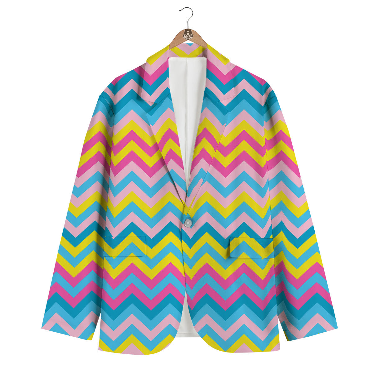 Chevron Rainbow Print Pattern Men's Blazer-grizzshop