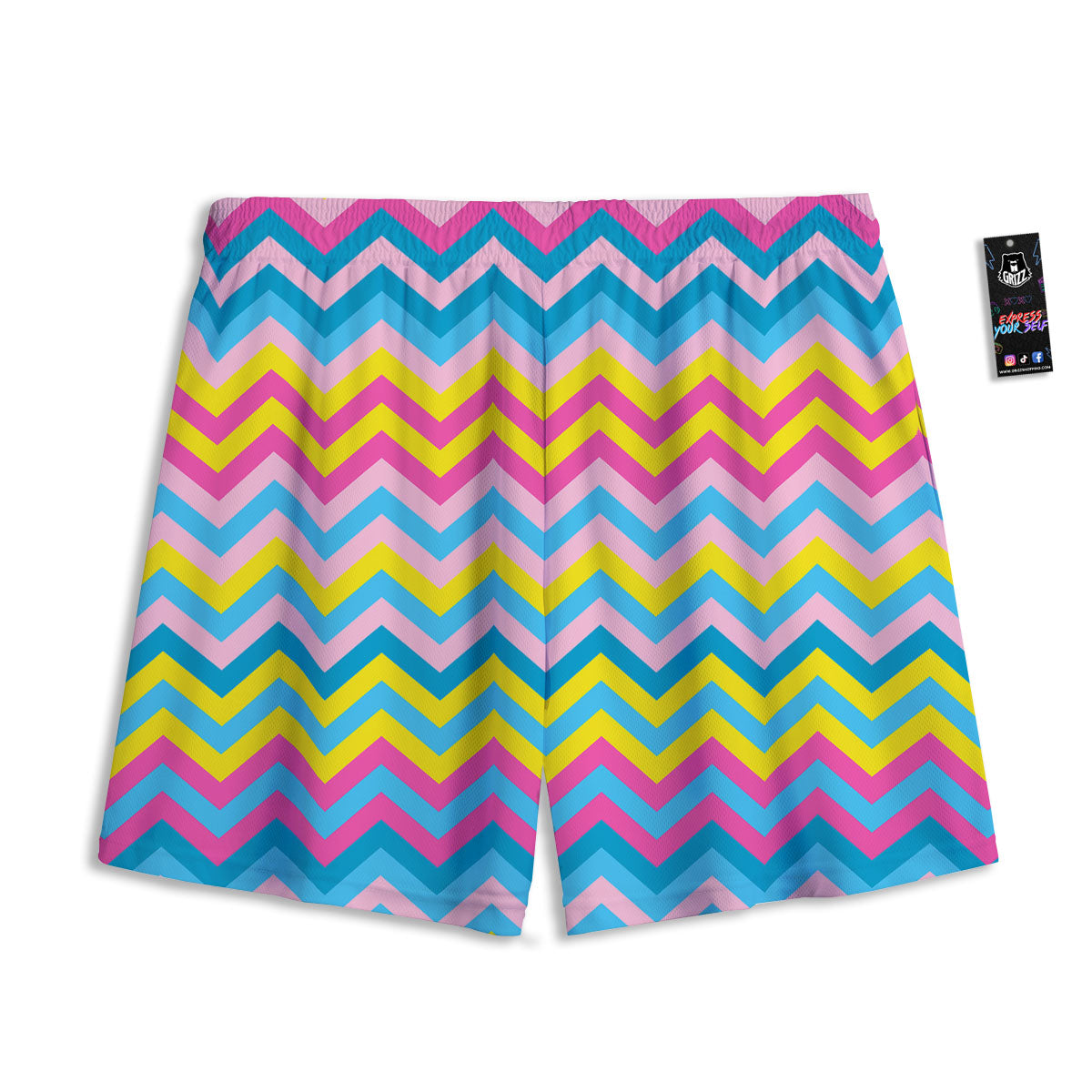Chevron Rainbow Print Pattern Mesh Shorts