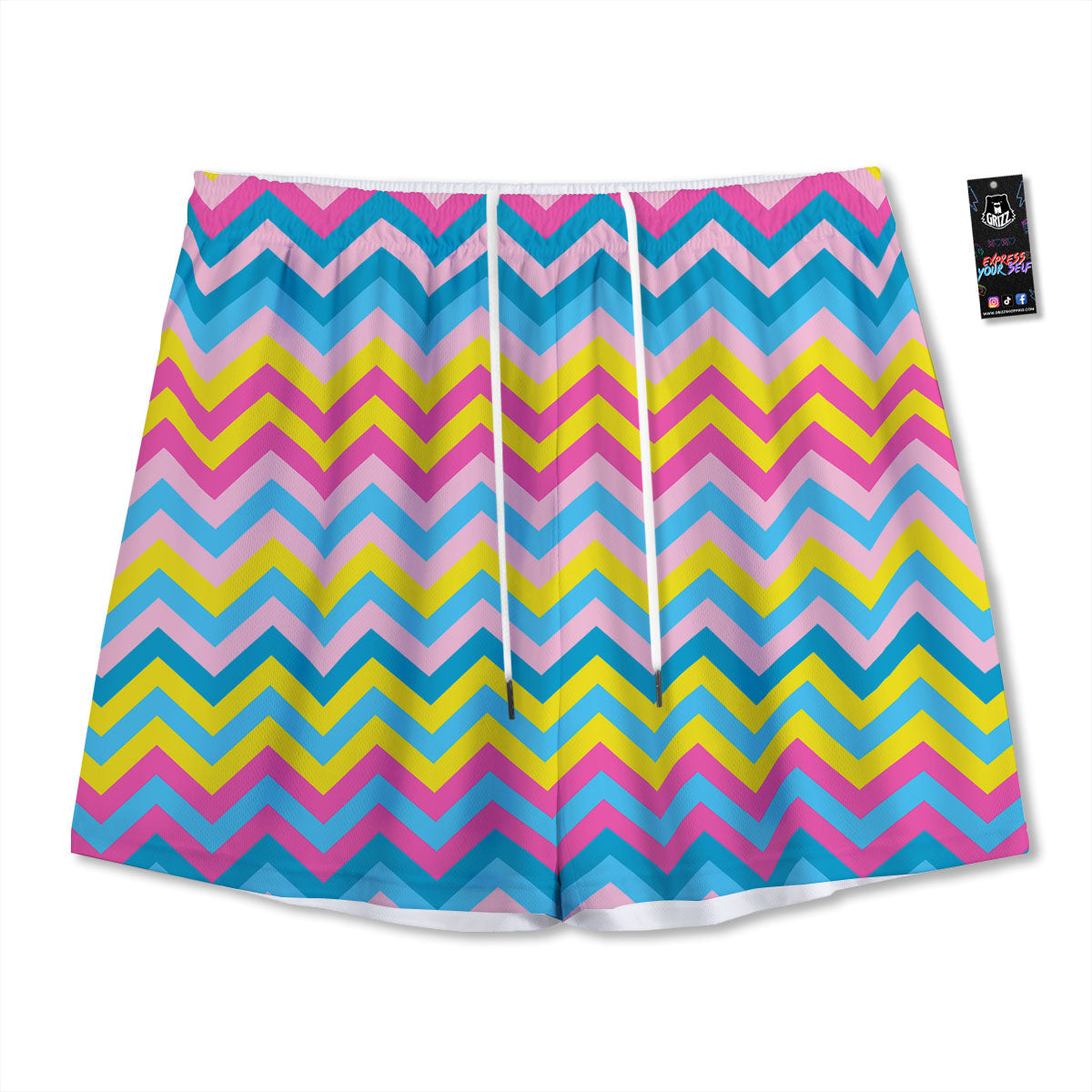 Chevron Rainbow Print Pattern Mesh Shorts