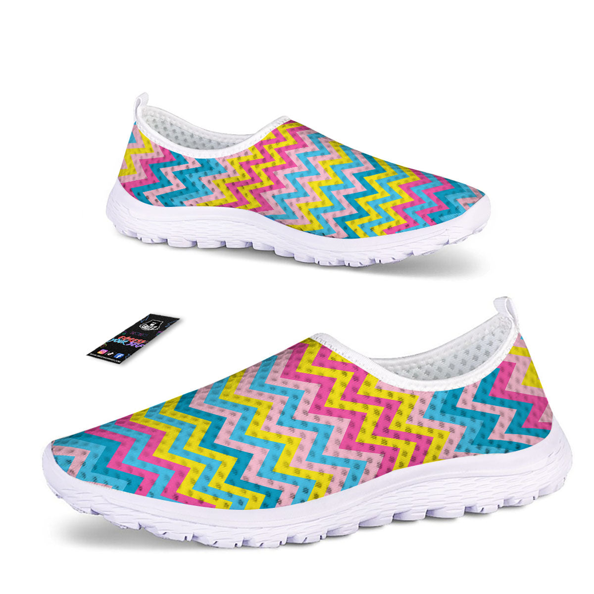 Chevron Rainbow Print Pattern Nurse Shoes-grizzshop