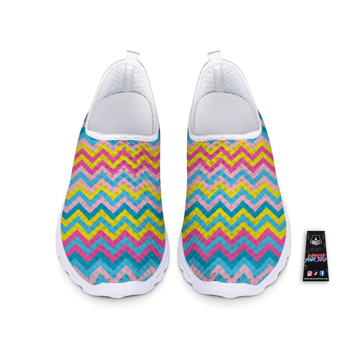 Chevron Rainbow Print Pattern Nurse Shoes-grizzshop