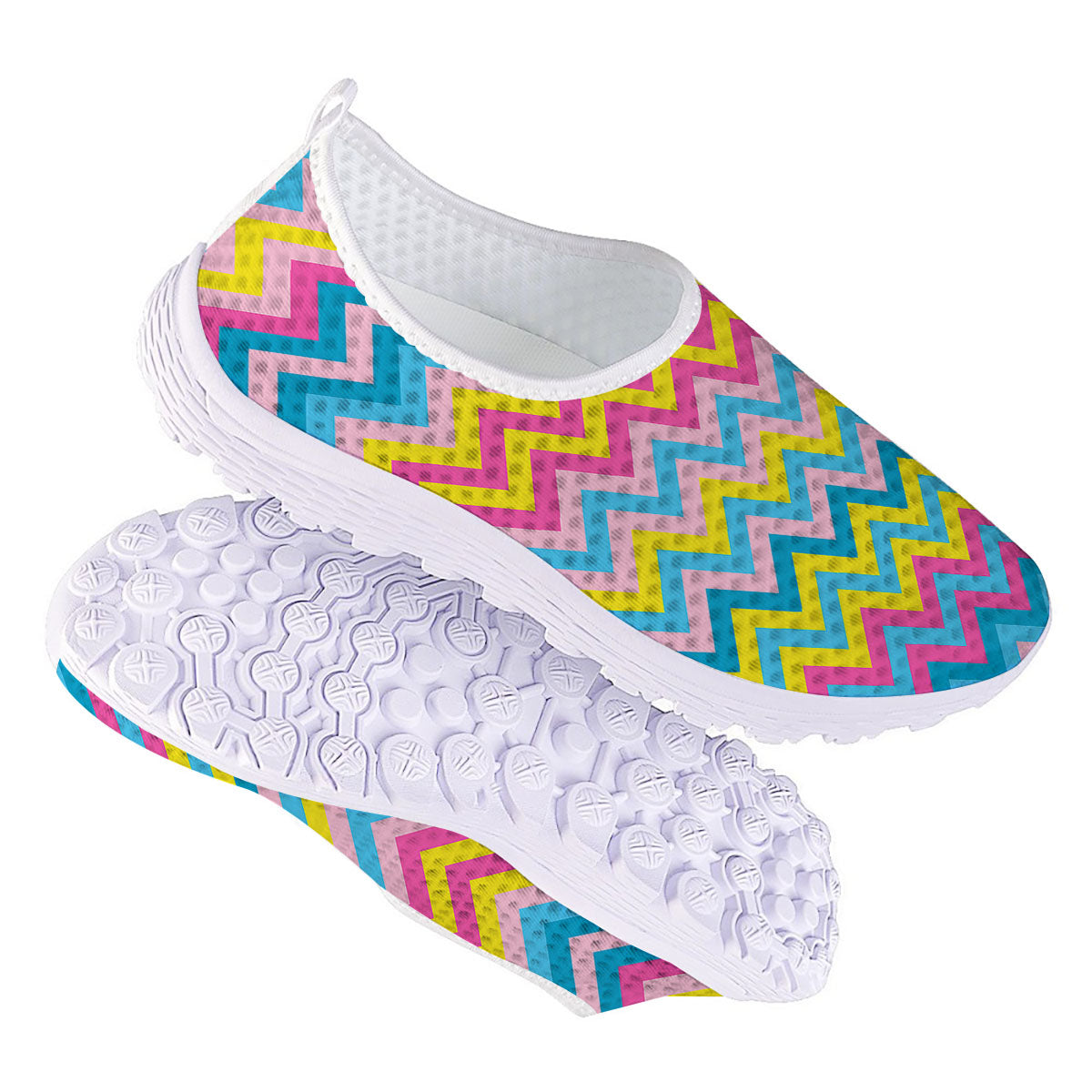 Chevron Rainbow Print Pattern Nurse Shoes-grizzshop