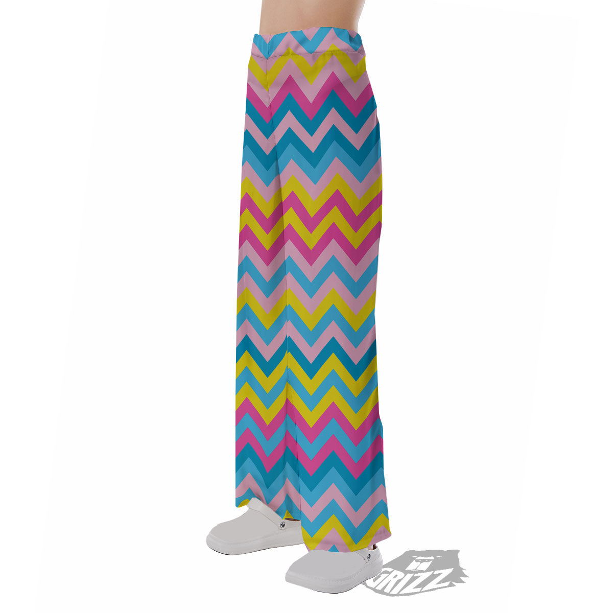 Chevron Rainbow Print Pattern Pajama Pants-grizzshop