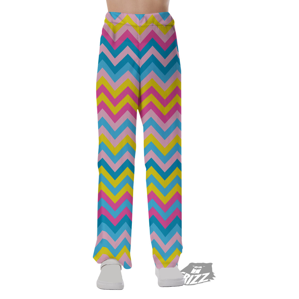 Chevron Rainbow Print Pattern Pajama Pants-grizzshop