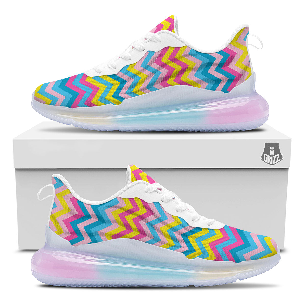 Chevron Rainbow Print Pattern Running Sneakers-grizzshop