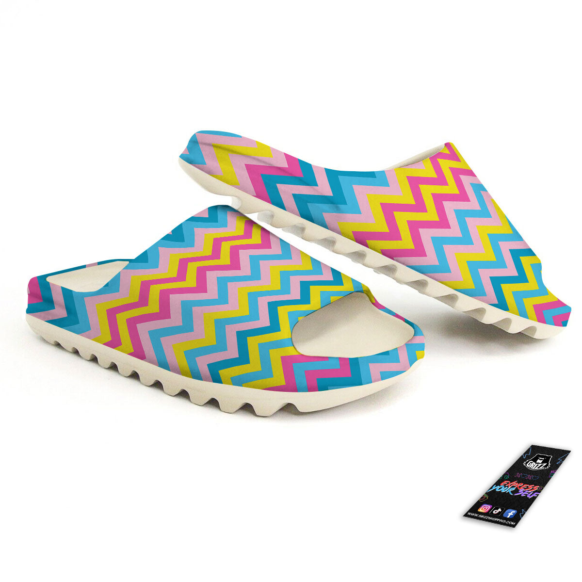 Chevron Rainbow Print Pattern Sandals-grizzshop