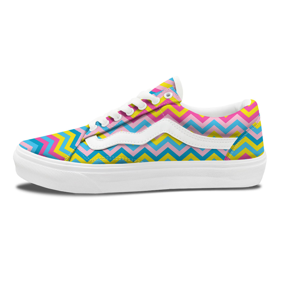 Chevron Rainbow Print Pattern Skate Shoes-grizzshop