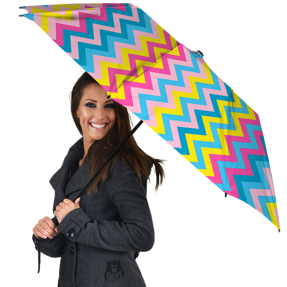 Chevron Rainbow Print Pattern Umbrella-grizzshop