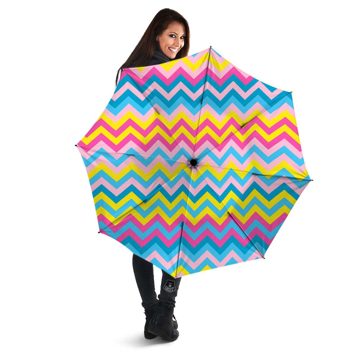 Chevron Rainbow Print Pattern Umbrella-grizzshop