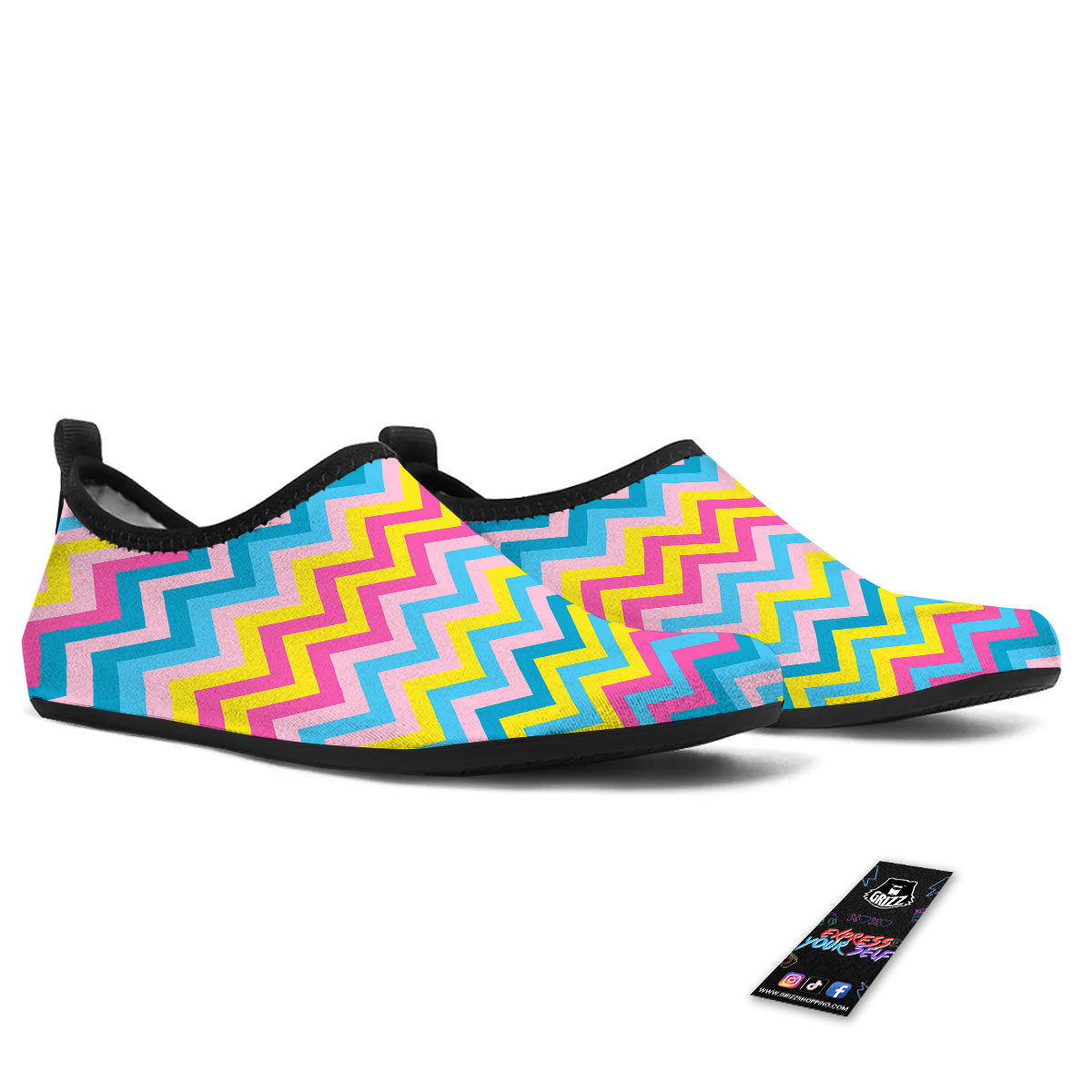 Chevron Rainbow Print Pattern Water Shoes-grizzshop