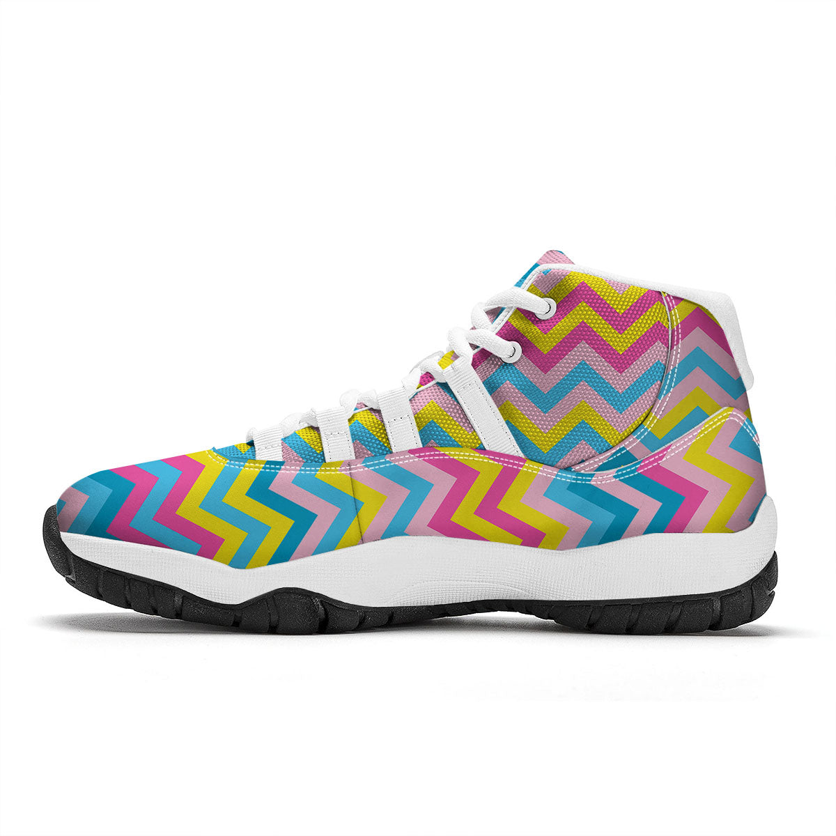 Chevron Rainbow Print Pattern White Bball Shoes-grizzshop