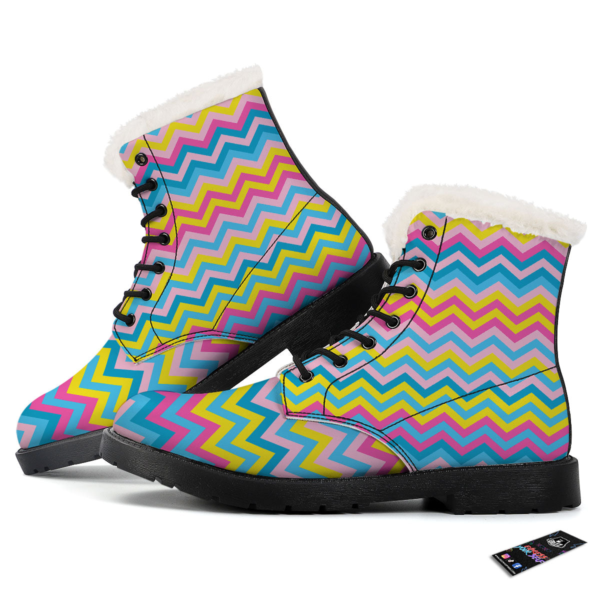 Chevron Rainbow Print Pattern Winter Boots-grizzshop
