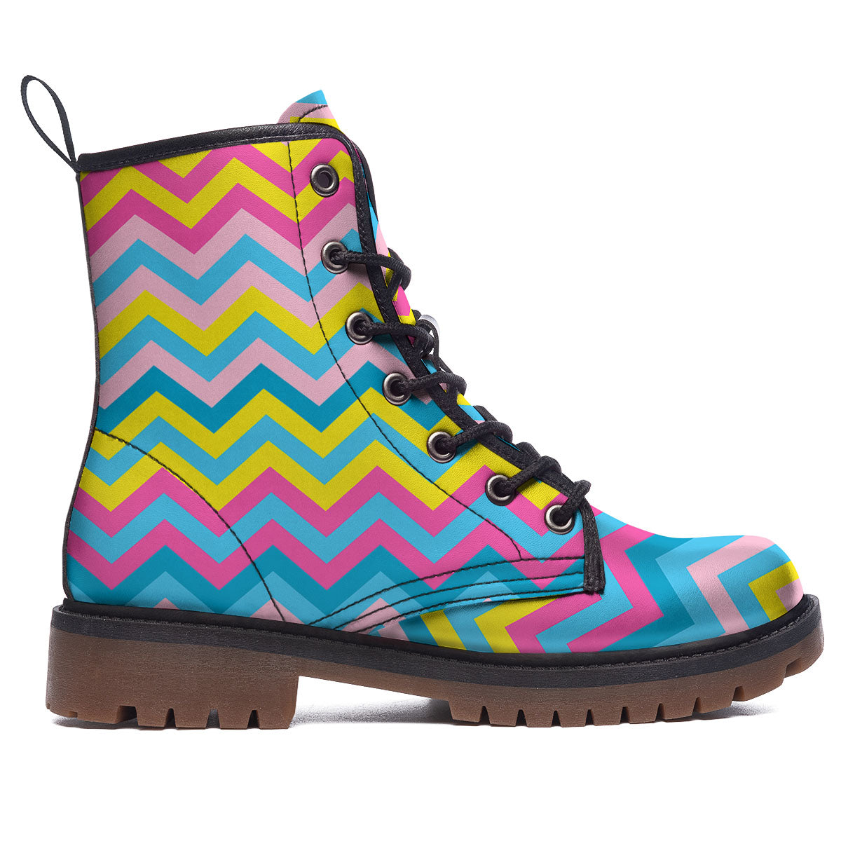 Chevron Rainbow Print Pattern Work Boots-grizzshop