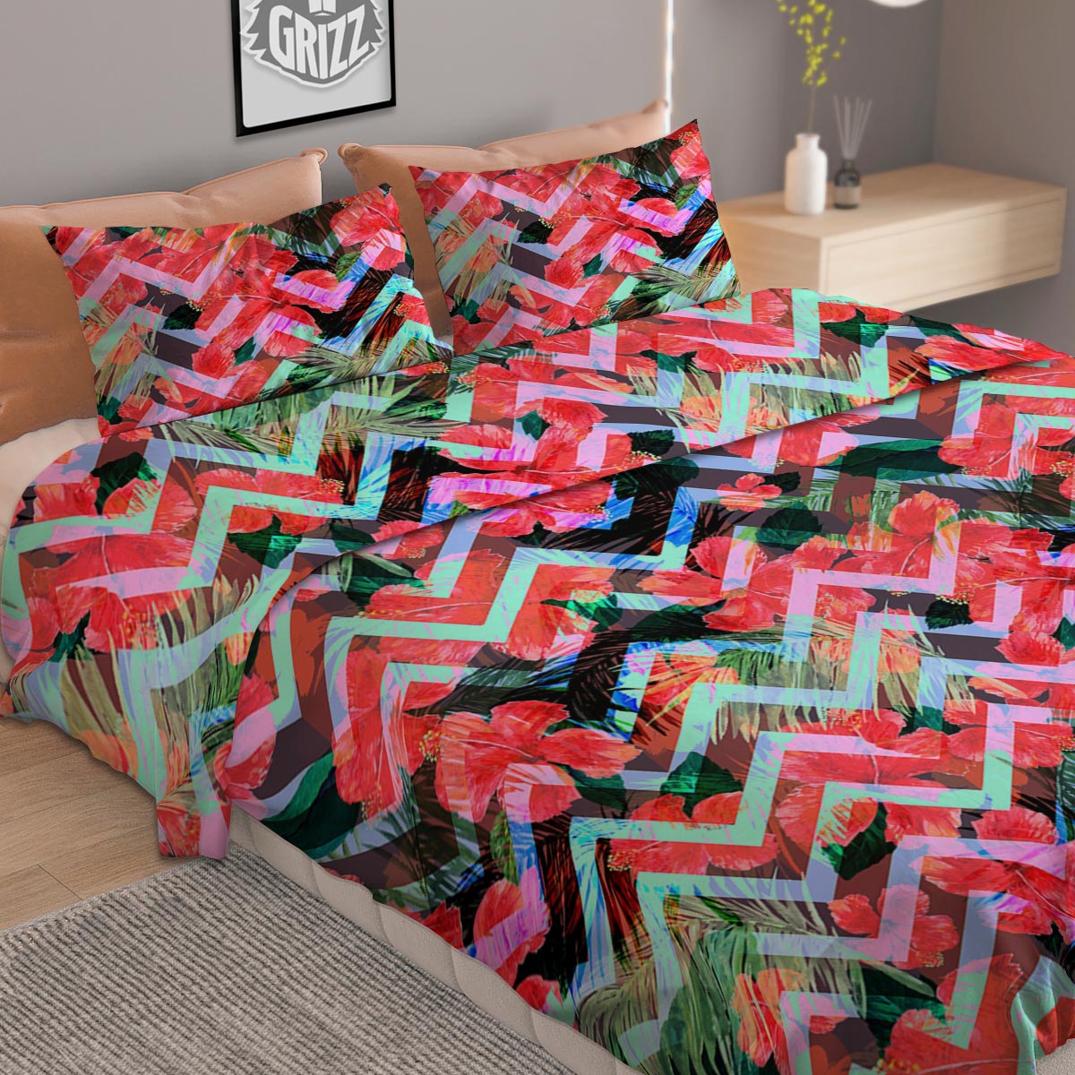 Cattleya Tropical Print Pattern Duvet Cover Bedding Set