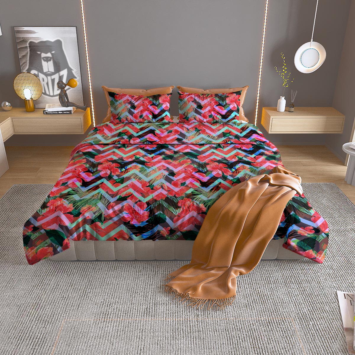 Cattleya Tropical Print Pattern Duvet Cover Bedding Set
