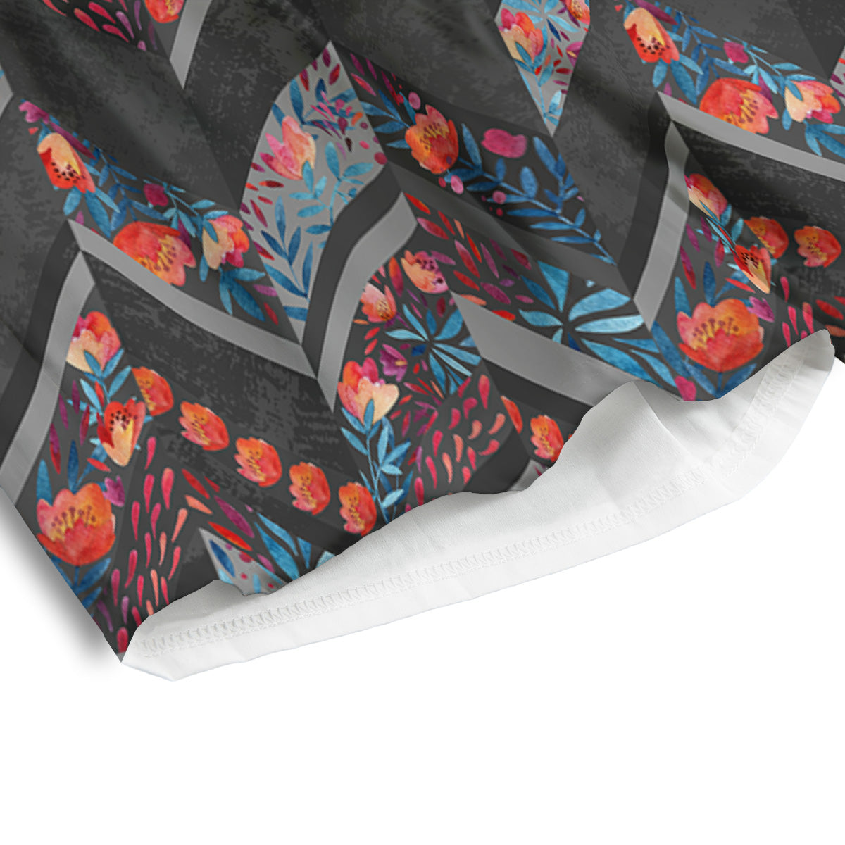Chevron Watercolor Flowers Print Pattern Men's Athletic Shorts-grizzshop