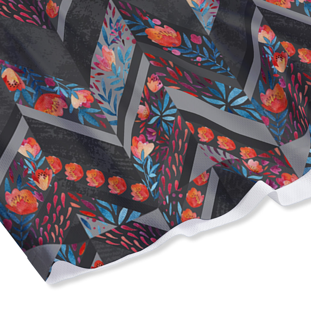 Chevron Watercolor Flowers Print Pattern Mesh Shorts-grizzshop