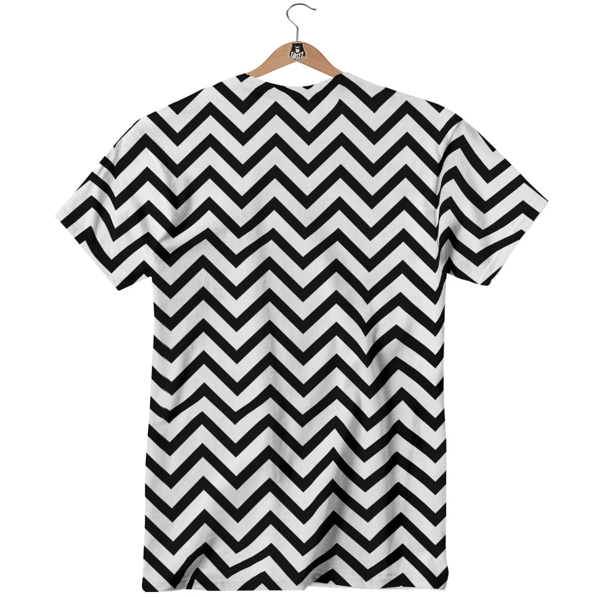 Chevron White And Black Print Pattern T-Shirt-grizzshop