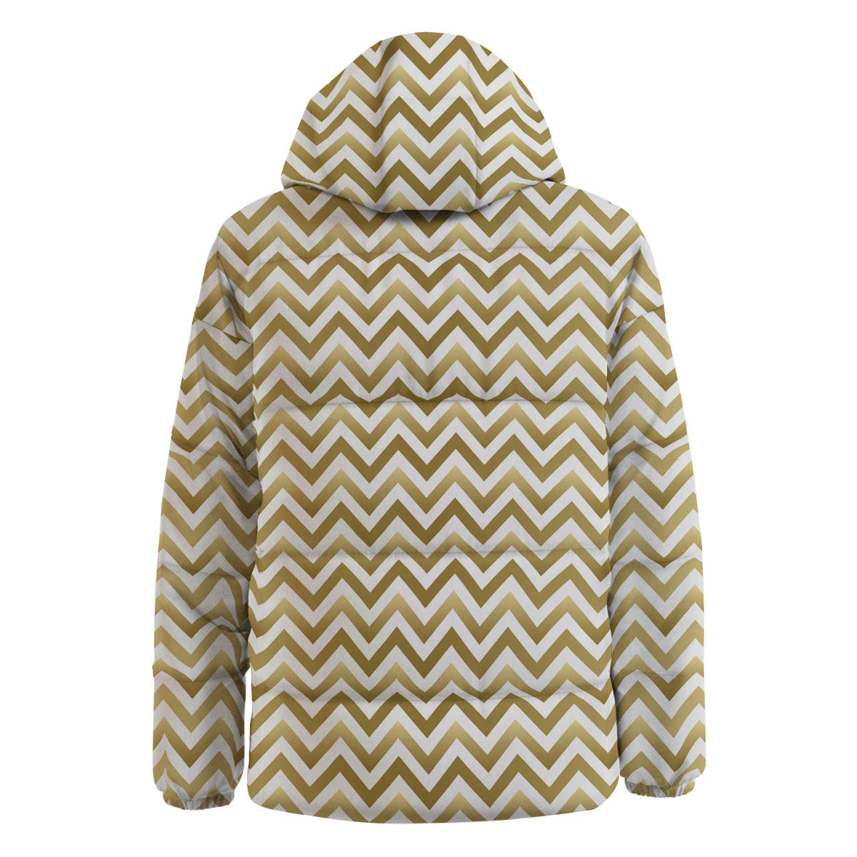 Chevron White And Gold Print Pattern Down Jacket-grizzshop