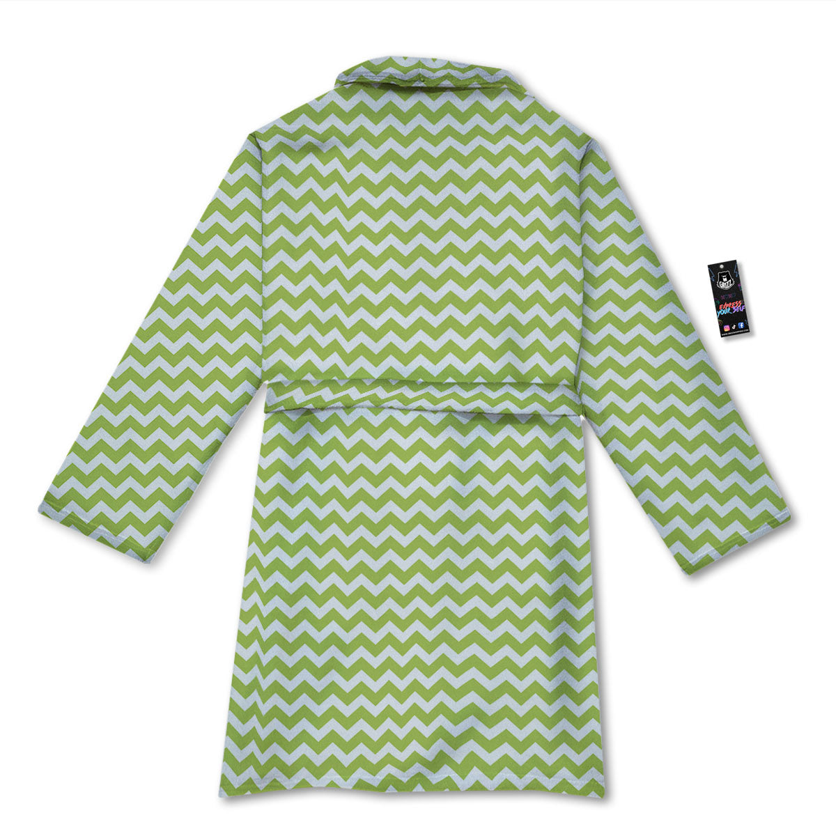 Chevron White And Green Print Pattern Bathrobe-grizzshop