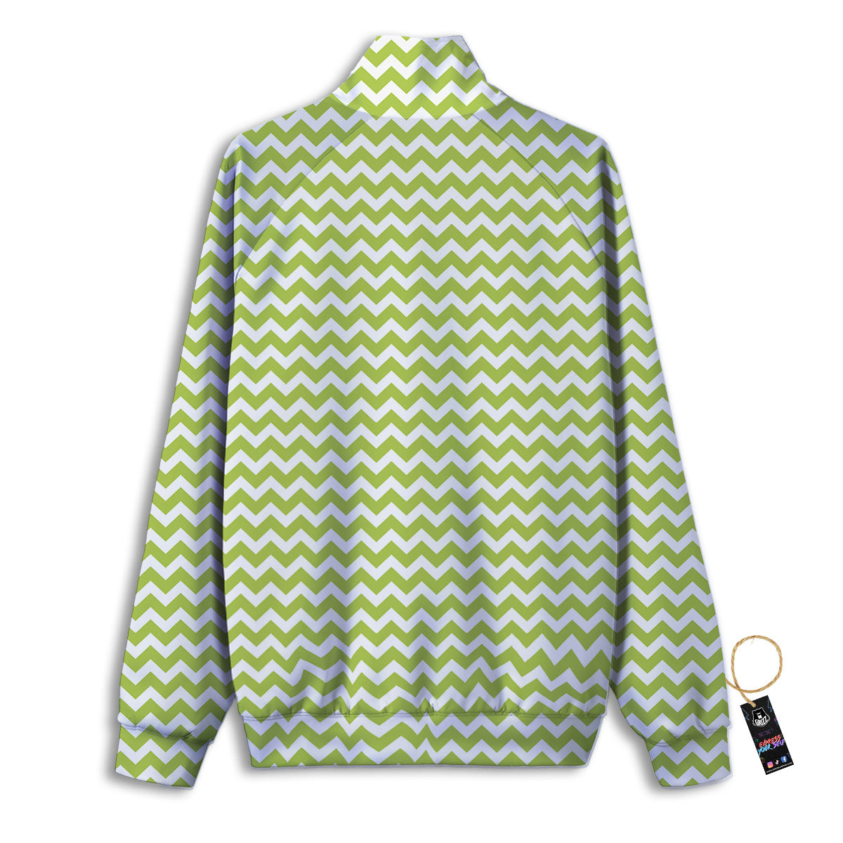 Chevron White And Green Print Pattern Track Jacket-grizzshop