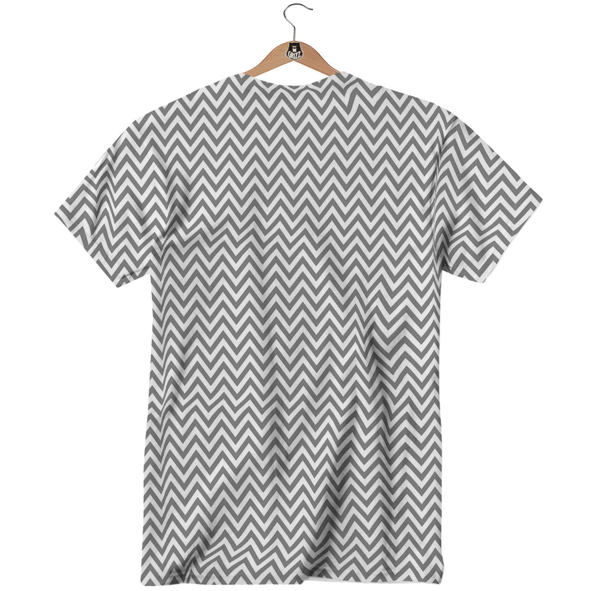 Chevron White And Grey Print Pattern T-Shirt-grizzshop